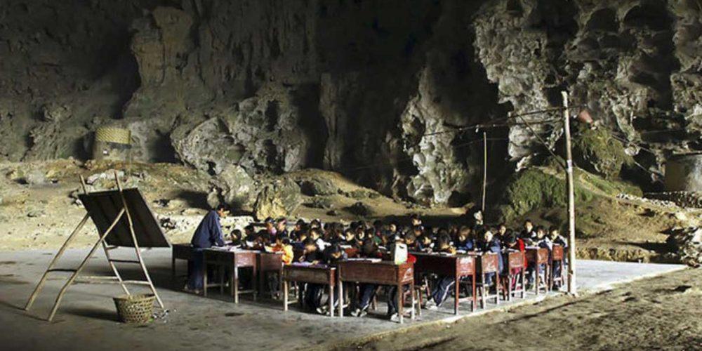 مدرسه ای عجیب اما واقعی درون غاری در چین